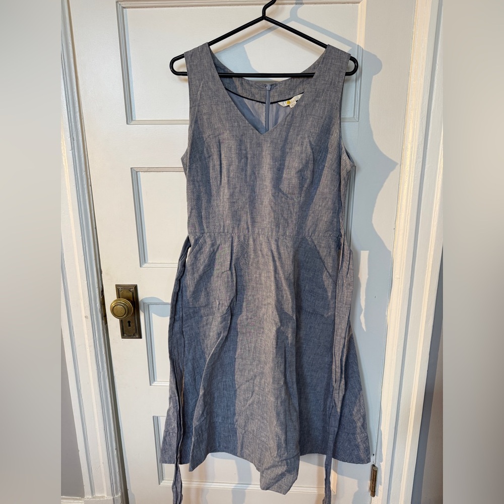 Boden Blue Linen Sleeveless Dress Size US 8R